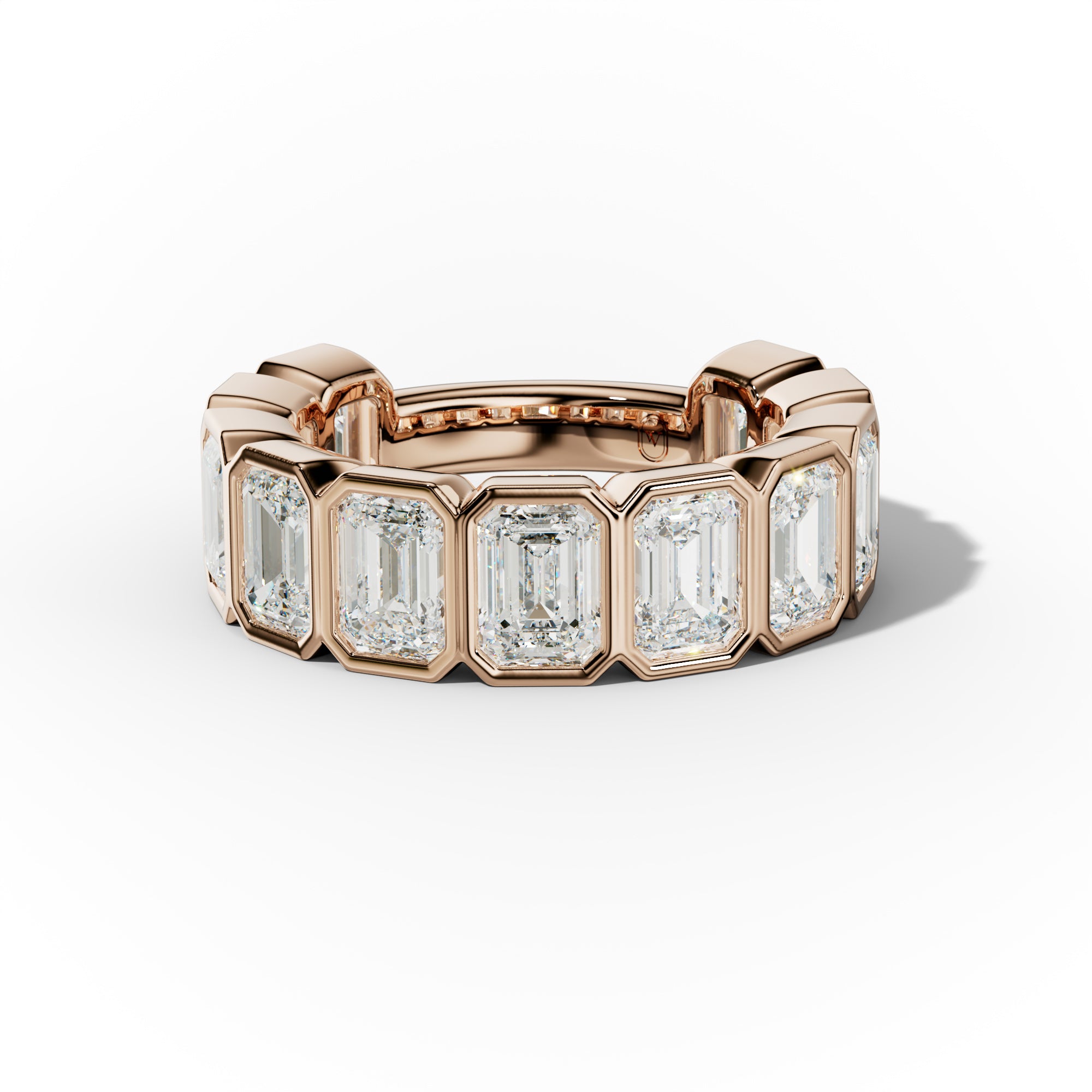 6.0 Carat Bezel Set Emerald Cut Diamond Anniversary Band
